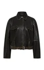 Belted Brushed-Leather Jacket