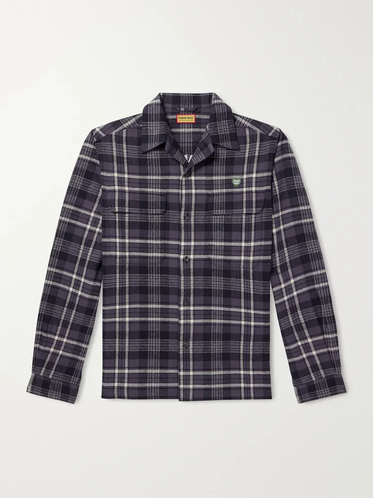 Camp-Collar Checked Cotton-Flannel Shirt
