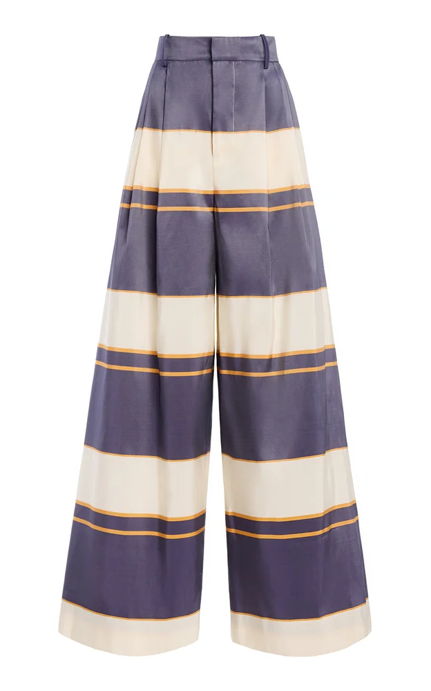Pleat Pleat Silk Wide-Leg Pants