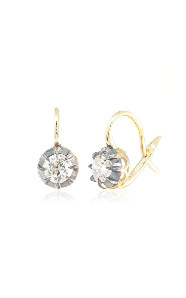 Blackened Victorian 18K Yellow Gold Diamond Earrings