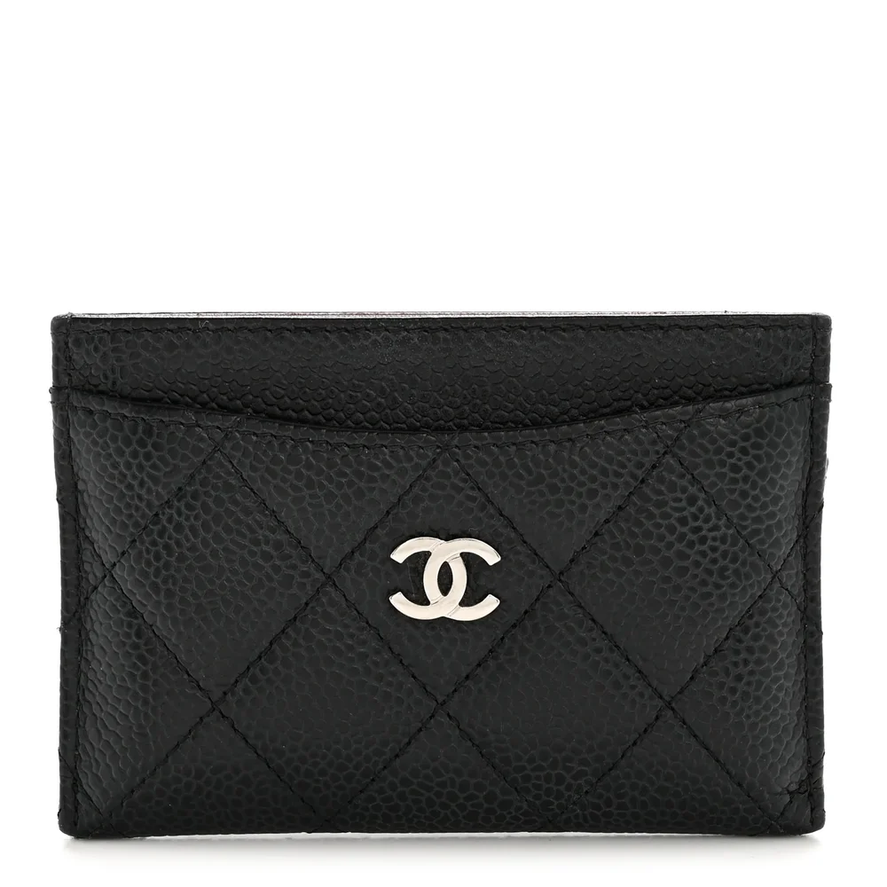Pre-Owned Caviar Quilted Card Holder in Black
