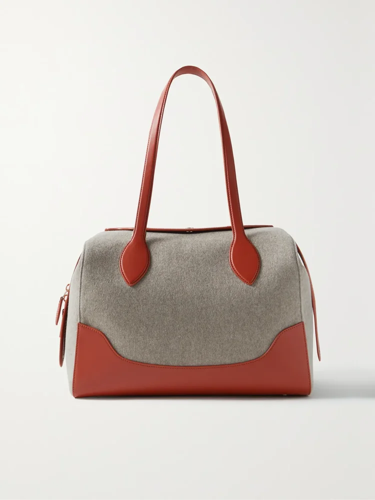 Happy Day large leather-trimmed felt tote