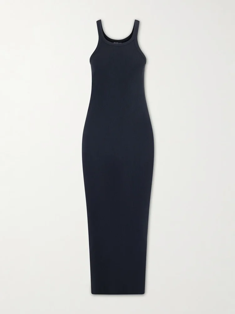 Tubular ribbed cotton midi dress