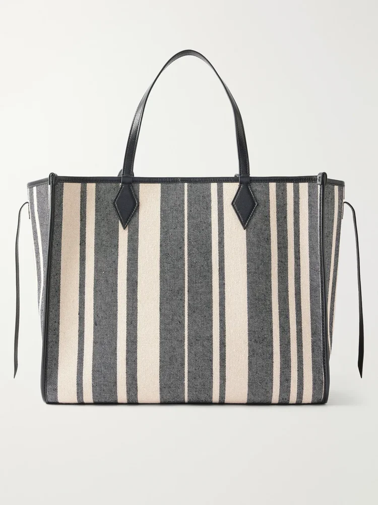 Chameleon 41 striped leather-trimmed canvas tote