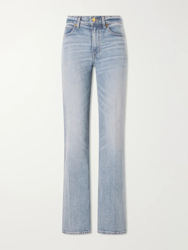 Wide-leg mid-rise jeans