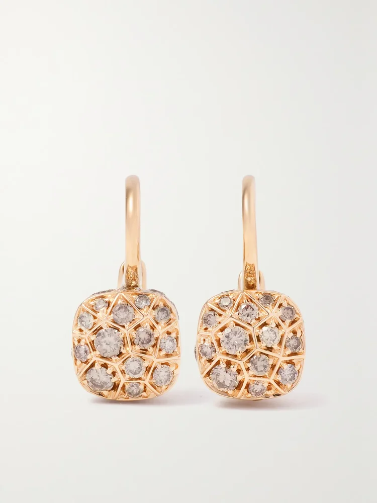 Nudo Petit 18-karat rose and white gold diamond earrings
