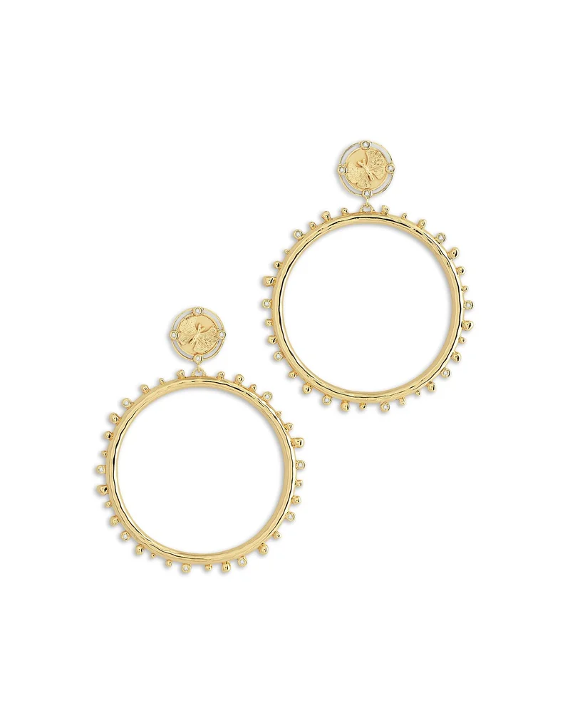 Pavé Butterfly Coin & Hoop Drop Earrings in 18K Gold Plated