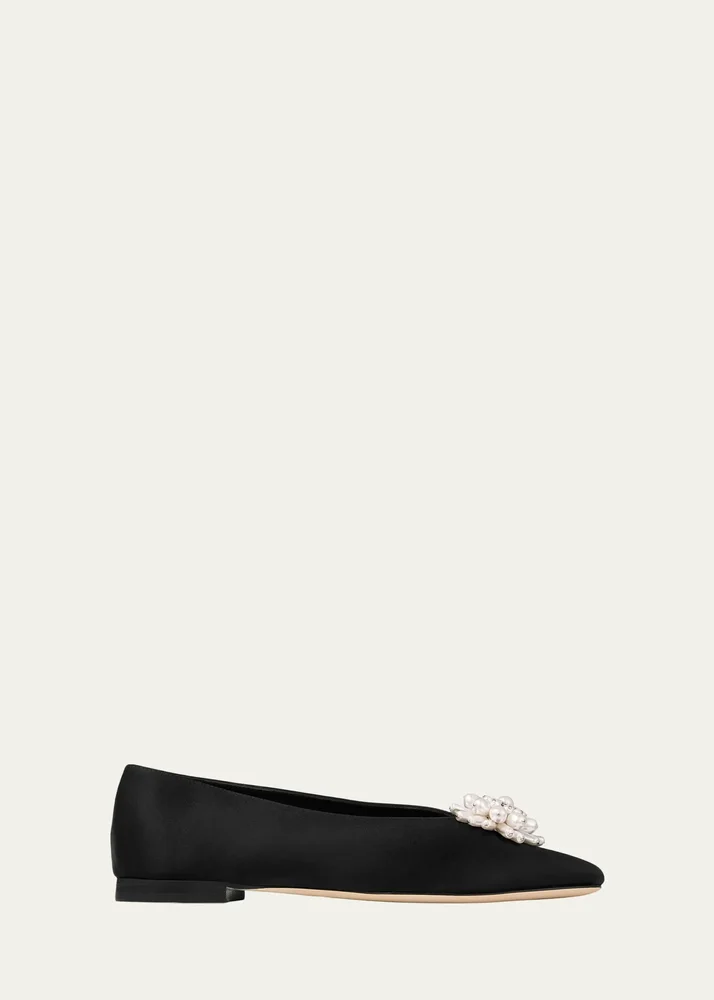 Ines Pearly Satin Ballerina Flats