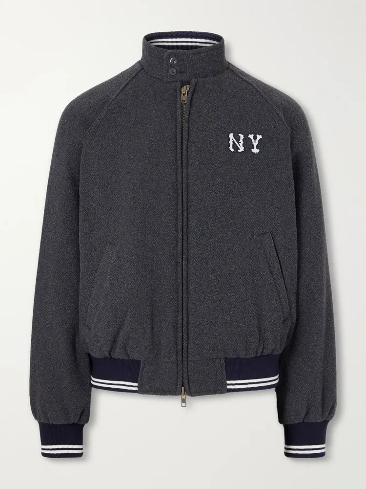 Ny Highlanders Logo-Embroidered Wool-Blend Varsity Jacket