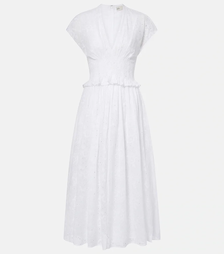 Broderie anglaise cotton midi dress