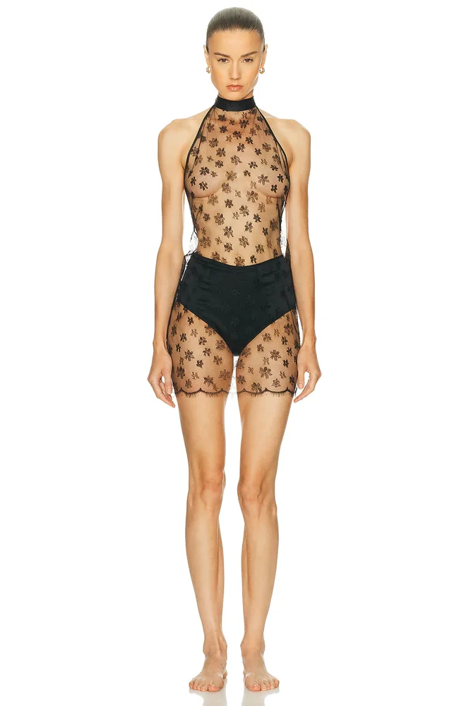 All Over Lace Halter Mini Slip Dress