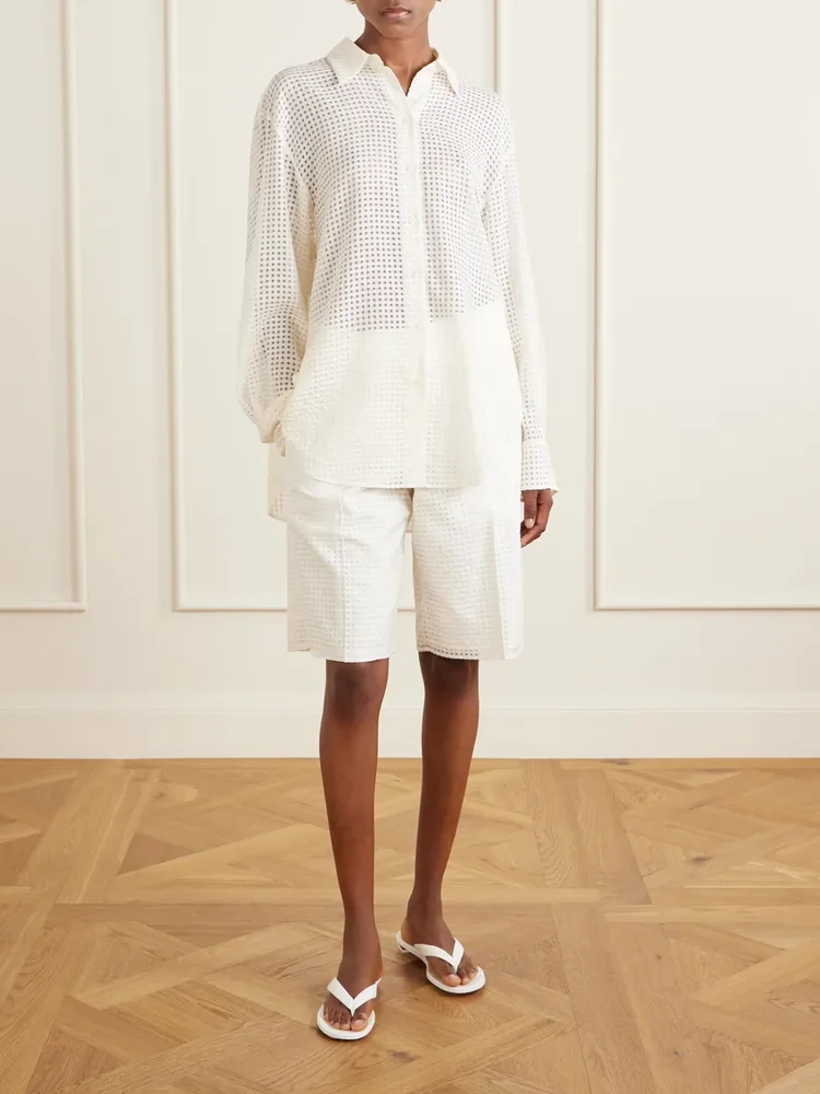 Gingham point d'esprit shorts