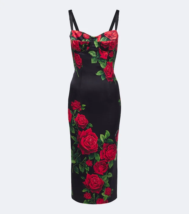 Floral silk-blend bustier dress