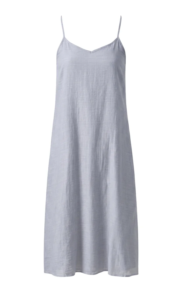 Cotton-Silk Bustle Midi Dress