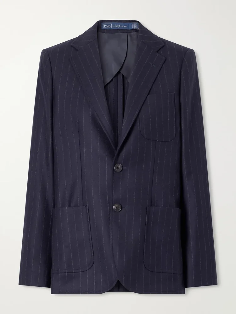 Pinstriped wool blazer
