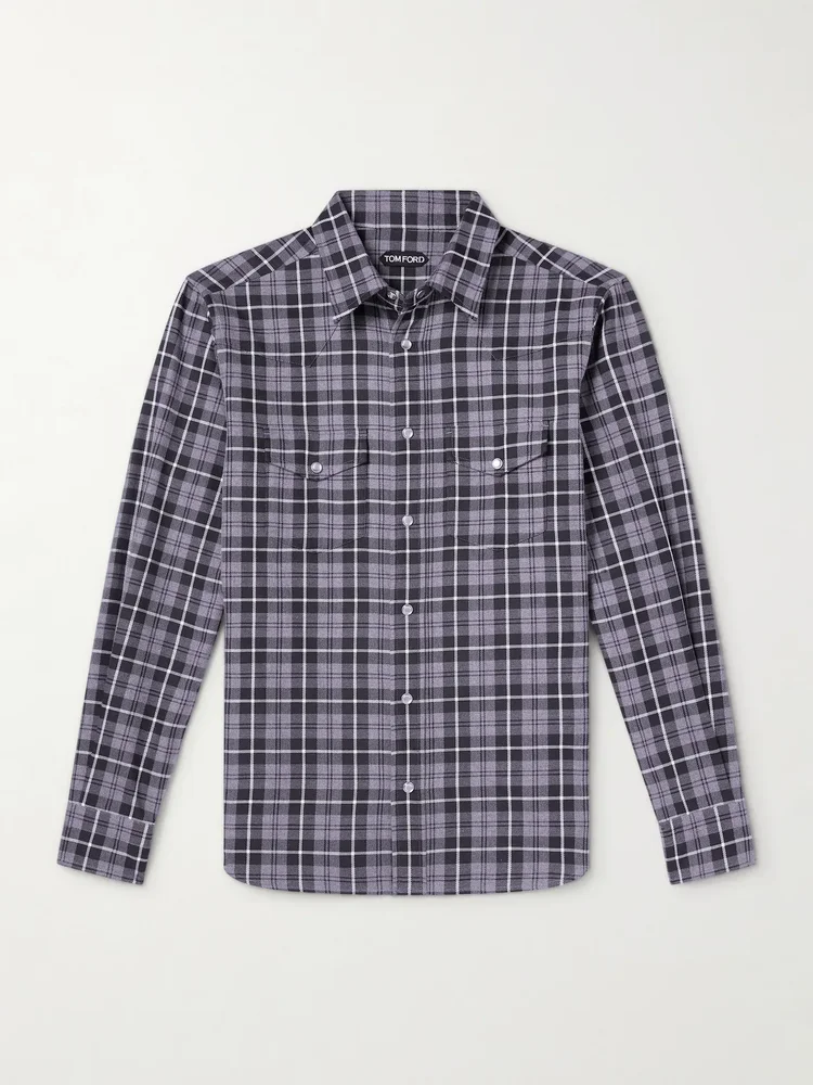 Checked Cotton-Twill Shirt