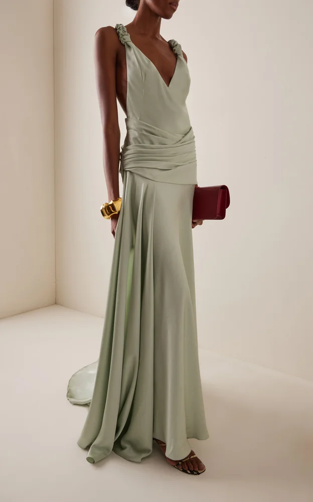 Madalena Ruffled Satin Maxi Dress