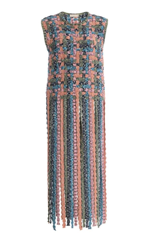 Victoria Fringed Macramé Cotton Knit Top