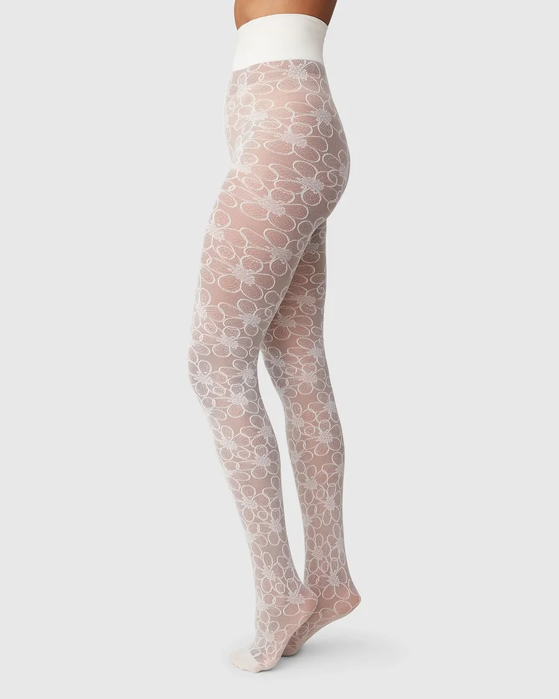 Maja Flower Tights (Ivory)