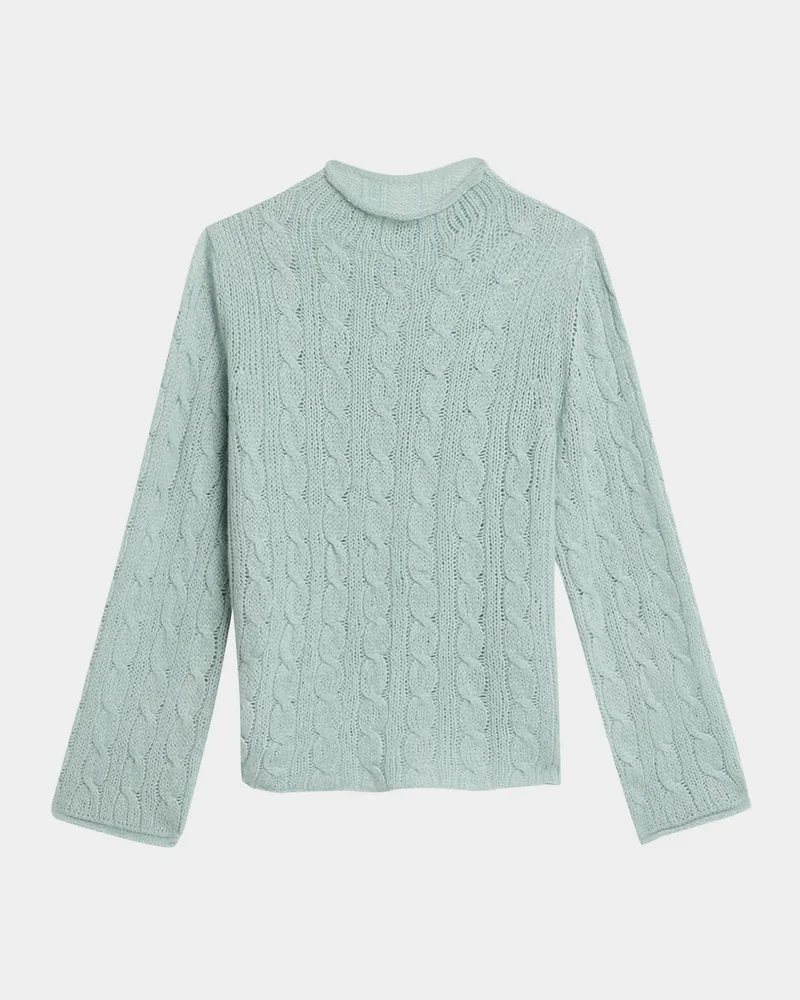 Cable-Knit Mock-Neck Sweater