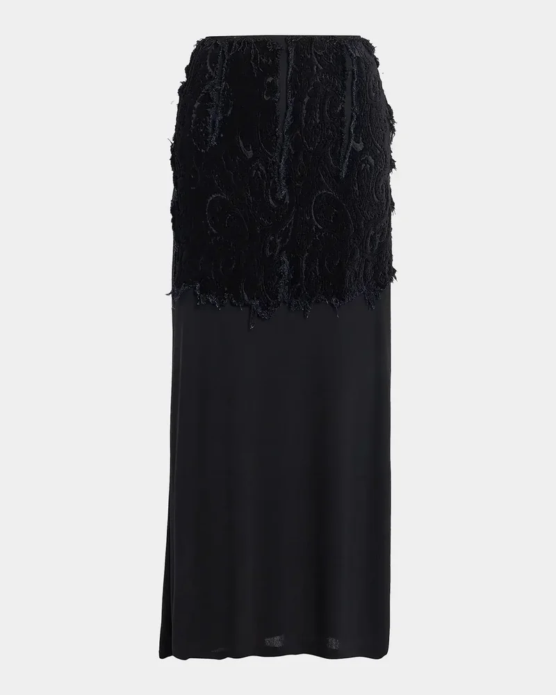 Textured Paisley Maxi Skirt