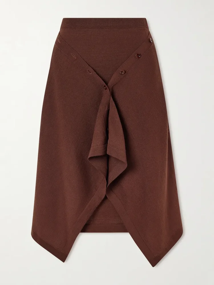 Wool-blend midi skirt