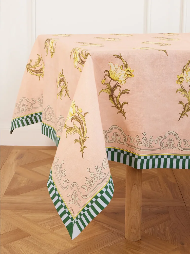 Printed linen tablecloth