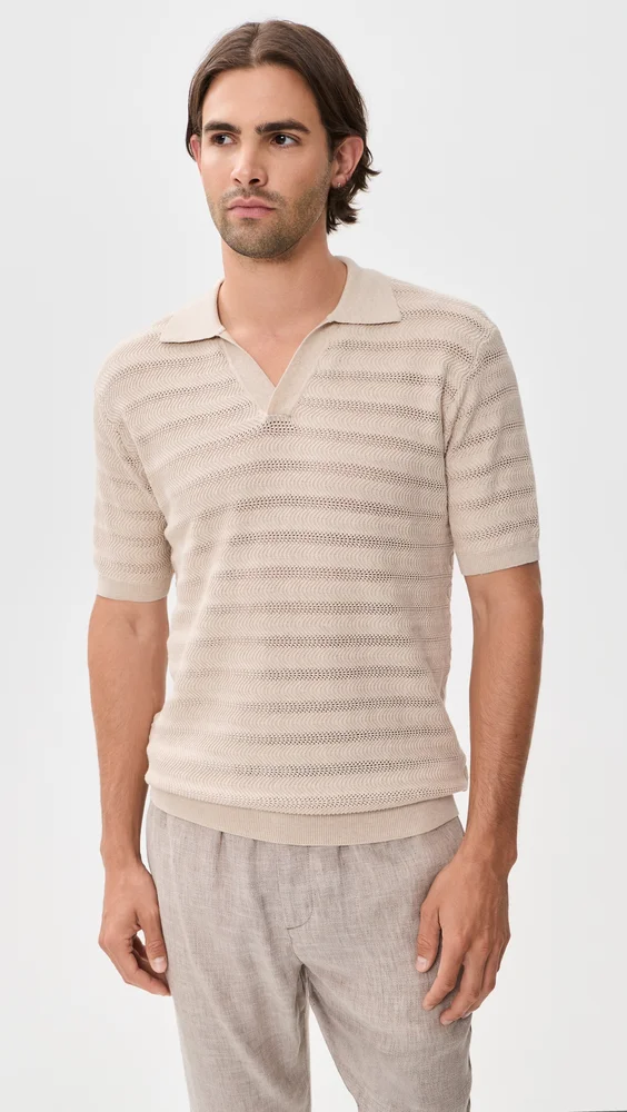 Rino Cotton Jacquard Wave Knit Polo