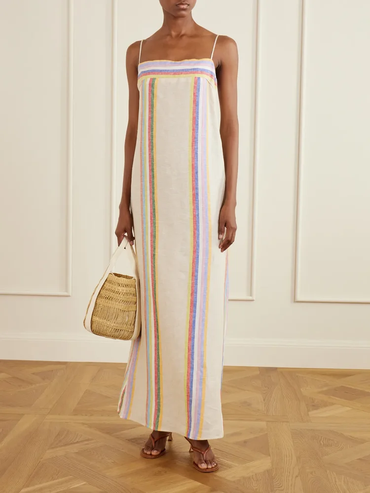 Laura striped linen maxi dress