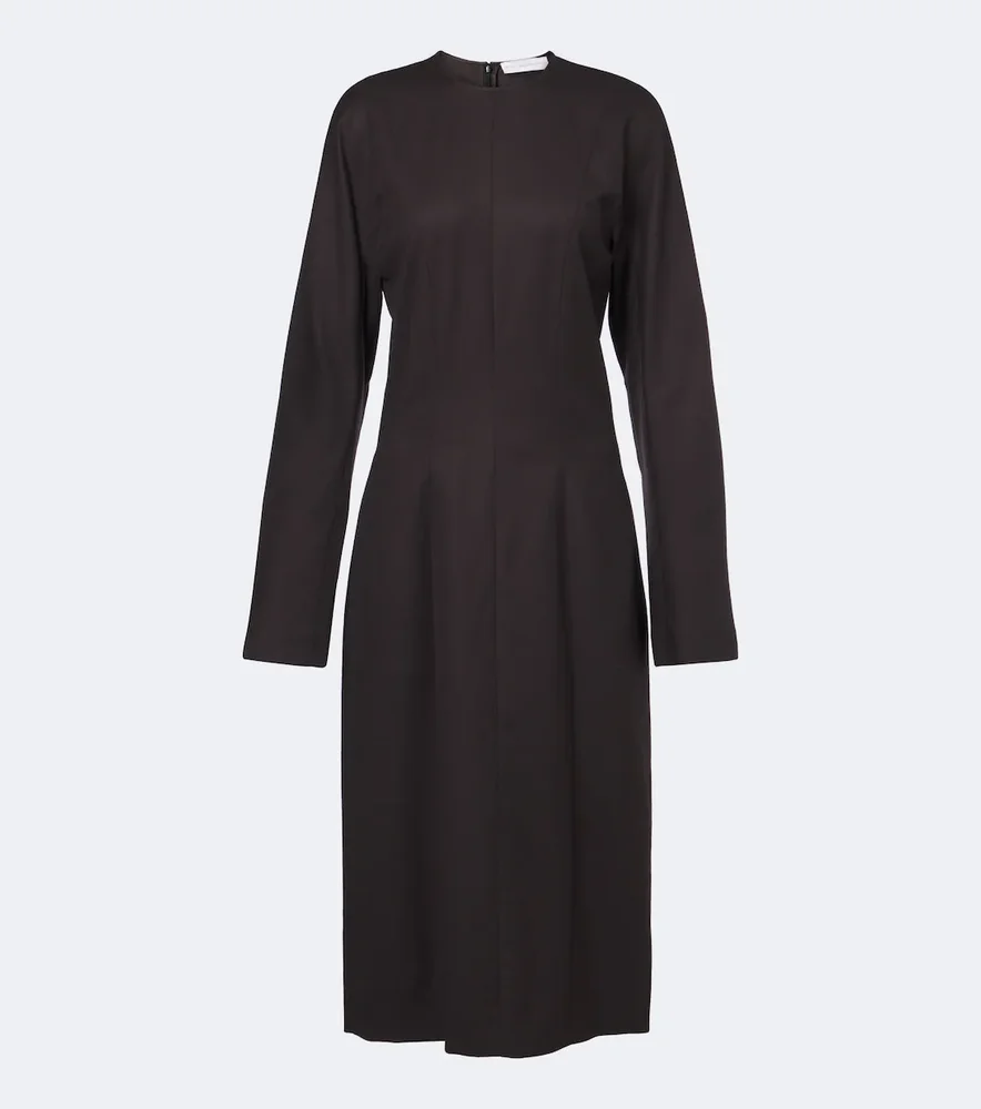 Wool flannel midi dress