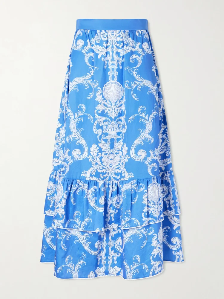 Paulina printed cotton midi skirt