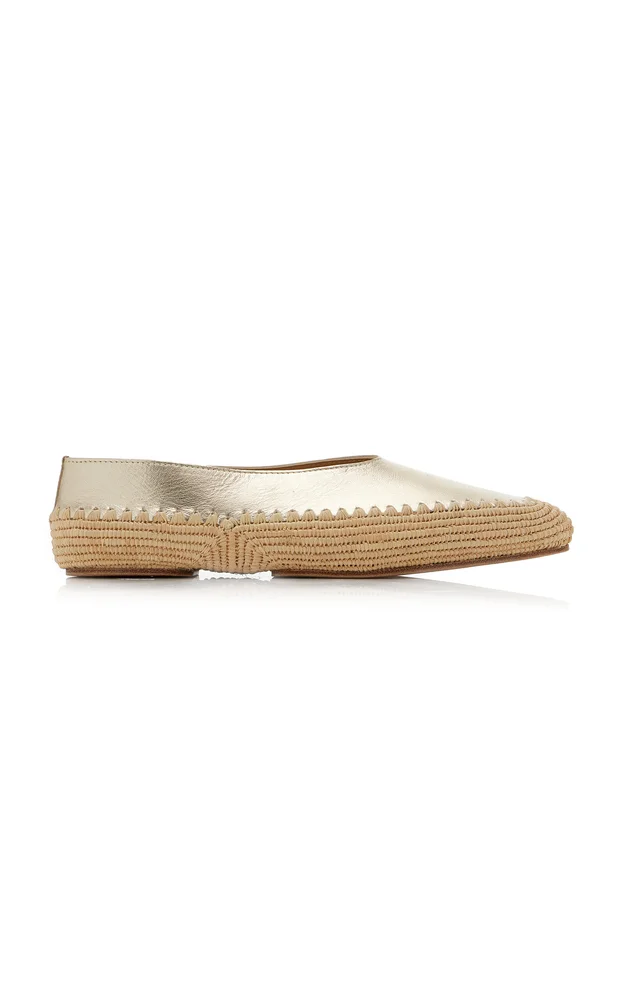 Strength Metallic Leather and Raffia Flats