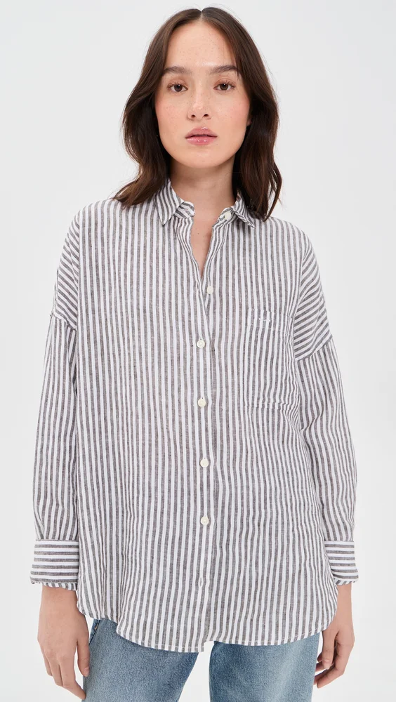 Jo Linen Shirt In Havana Stripe