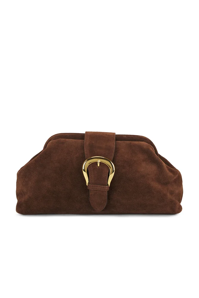 Estelle Buckle Suede Clutch