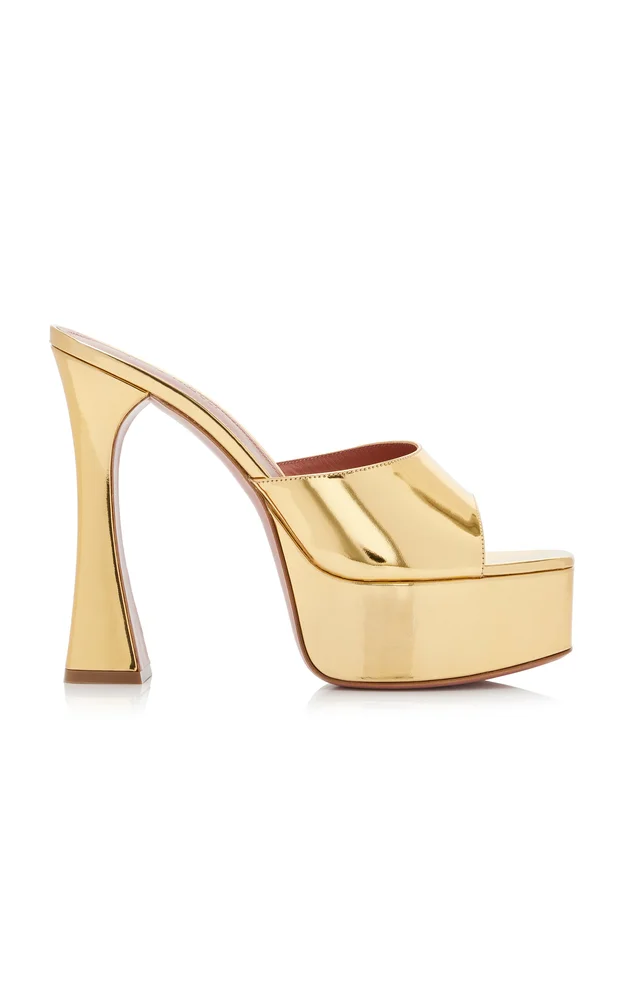 Dalida Metallic Leather Platform Mules