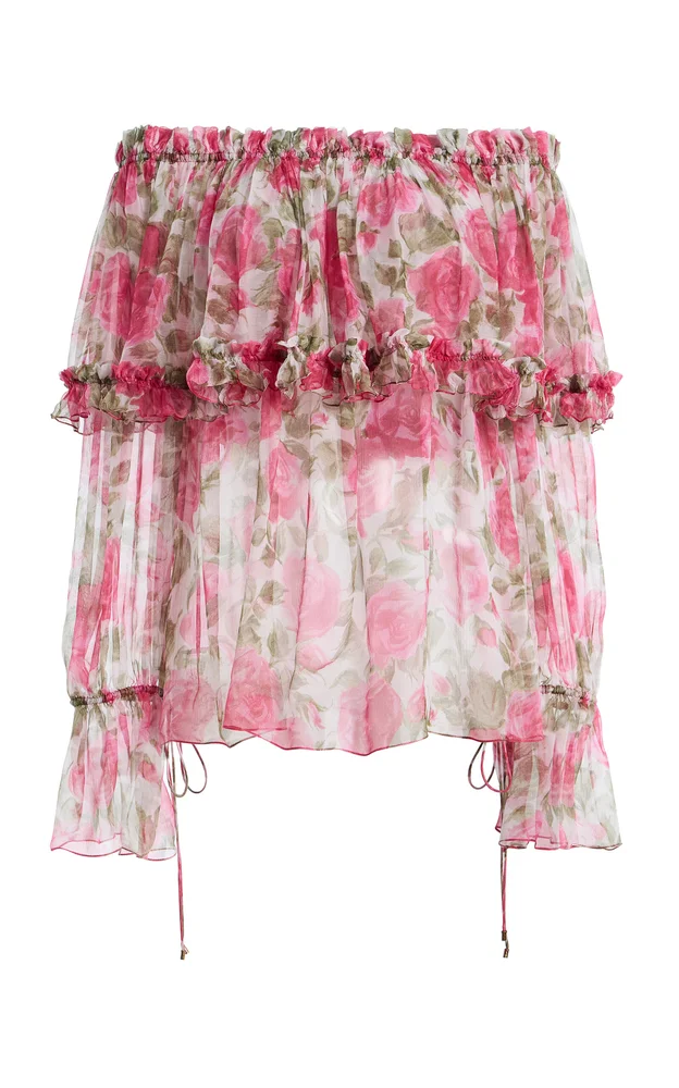 Floral-Print Silk Blouse