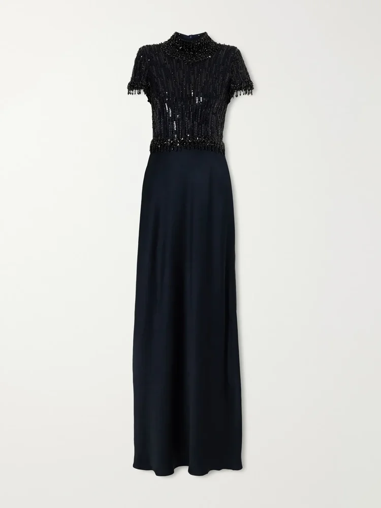 Trinity beaded satin gown