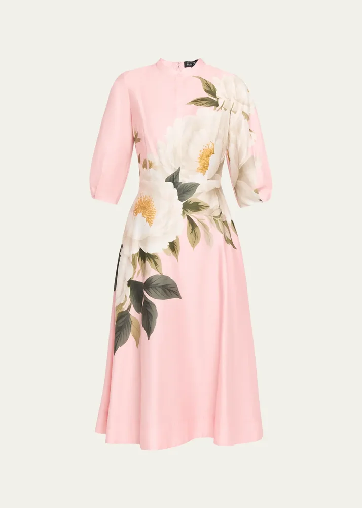 Floral-Print Cotton Midi Shirtdress