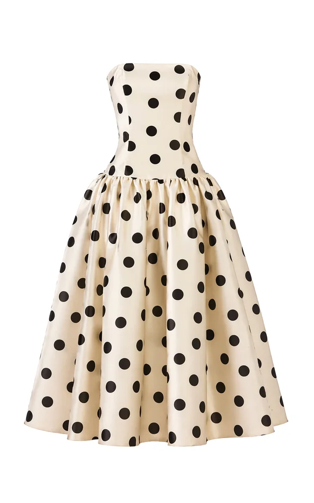Leyla Polka-Dot Satin Maxi Dress