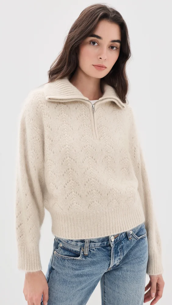 The Airy Metallic Zip Sweater