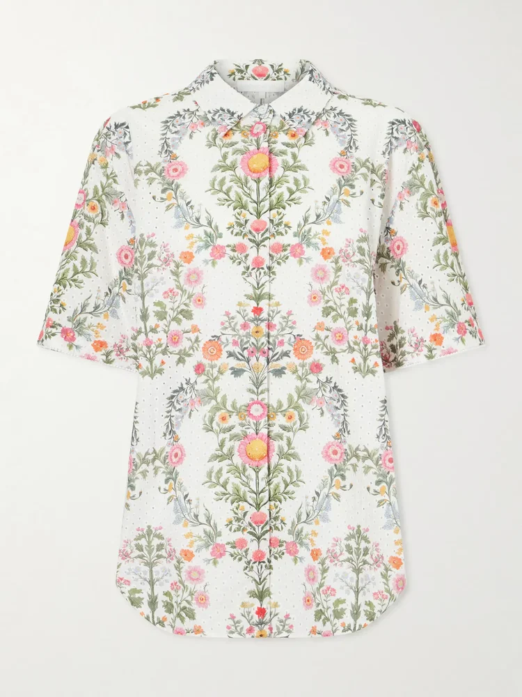 Akari printed broderie anglaise cotton shirt