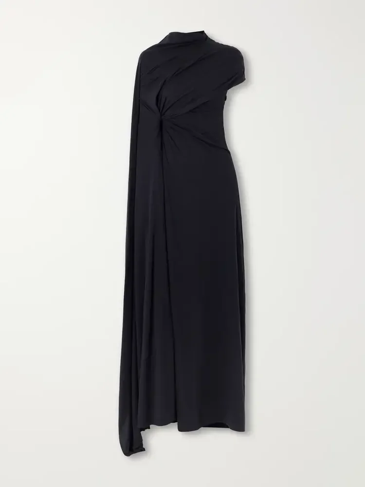 Draped cotton-jersey maxi dress