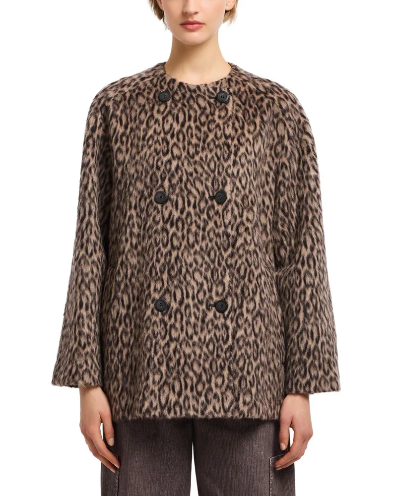 Animal Print Faux Fur Peacoat