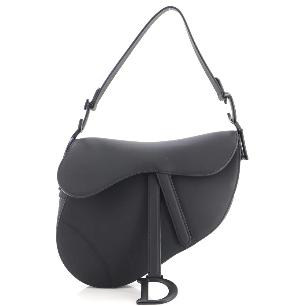 Dior Ultra Matte Saddle Handbag Leather Medium, Black