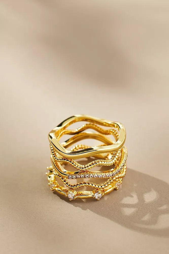 Vintage Layered Rings, Set of 5