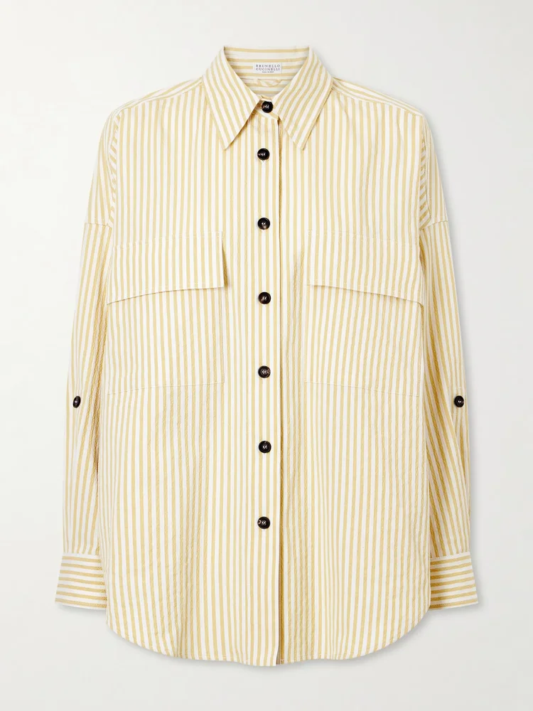 Striped printed cotton-blend shirt