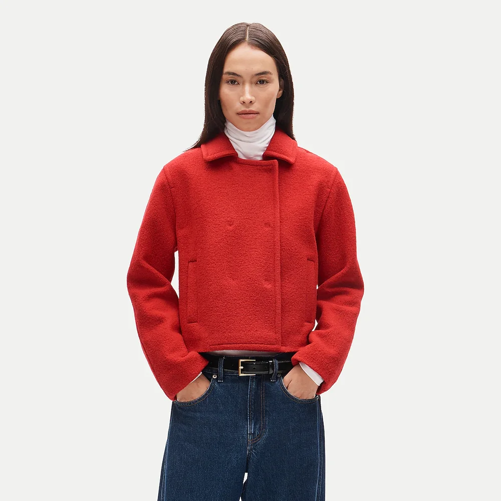 Double-breasted jacket in boiled wool
