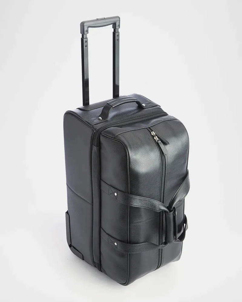 Monogrammed Leather Executive Rolling Duffel Suitcase, Personalized