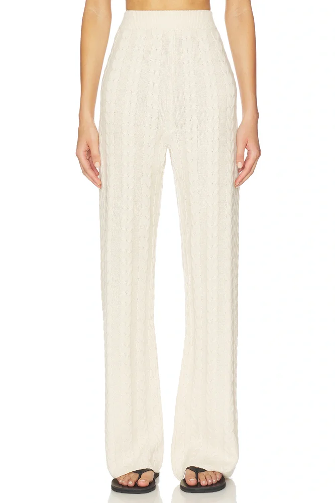 Cashmere Cable Straight Leg Pant