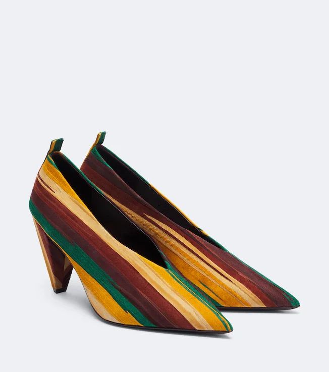 Origami Cubic striped leather pumps